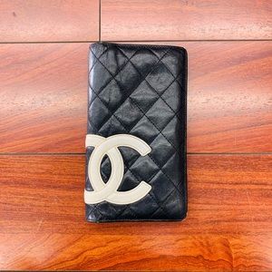 AUTH CHANEL Black long wallet